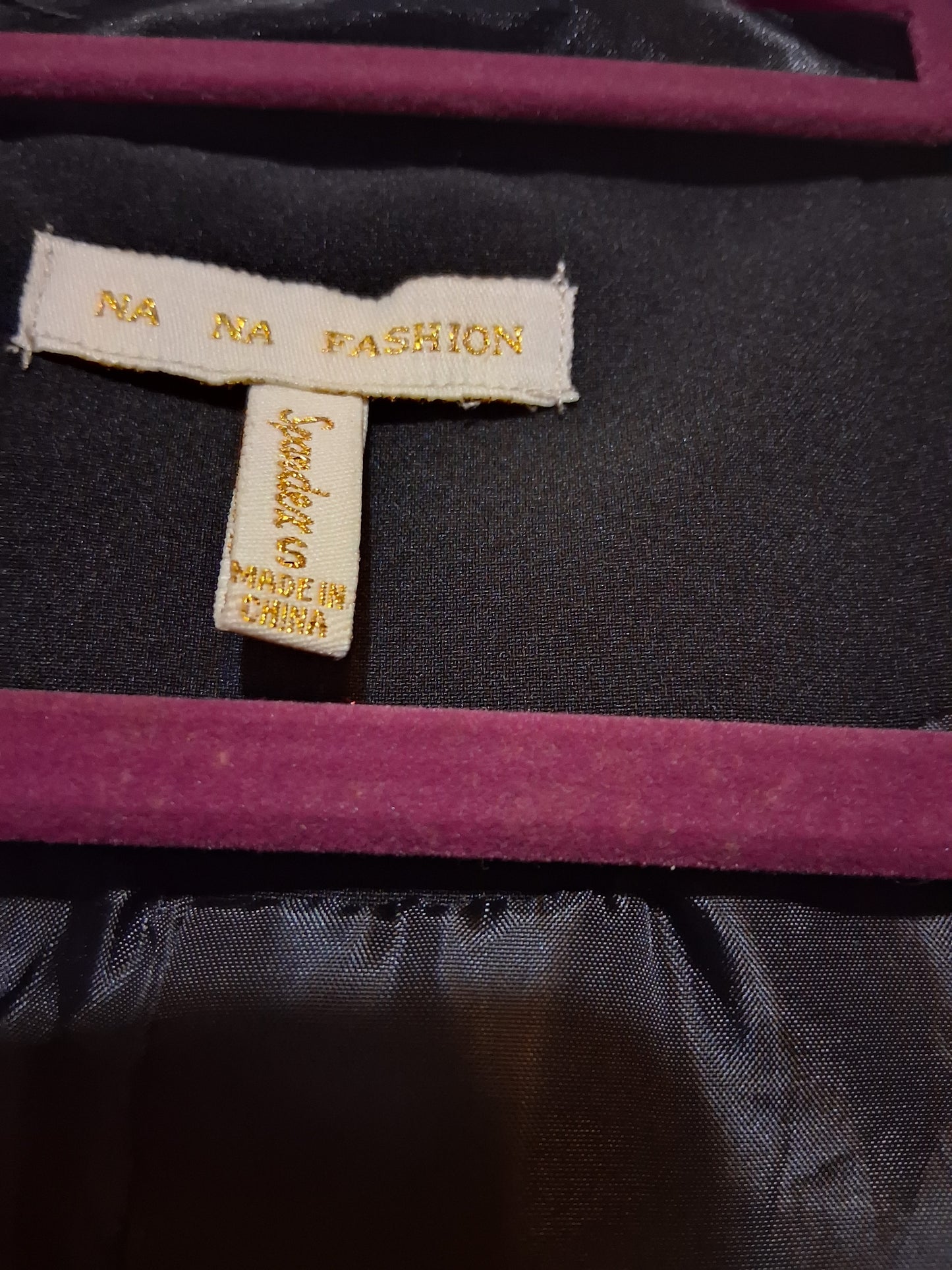 Black Open-Front Blazer with Satin Lapels