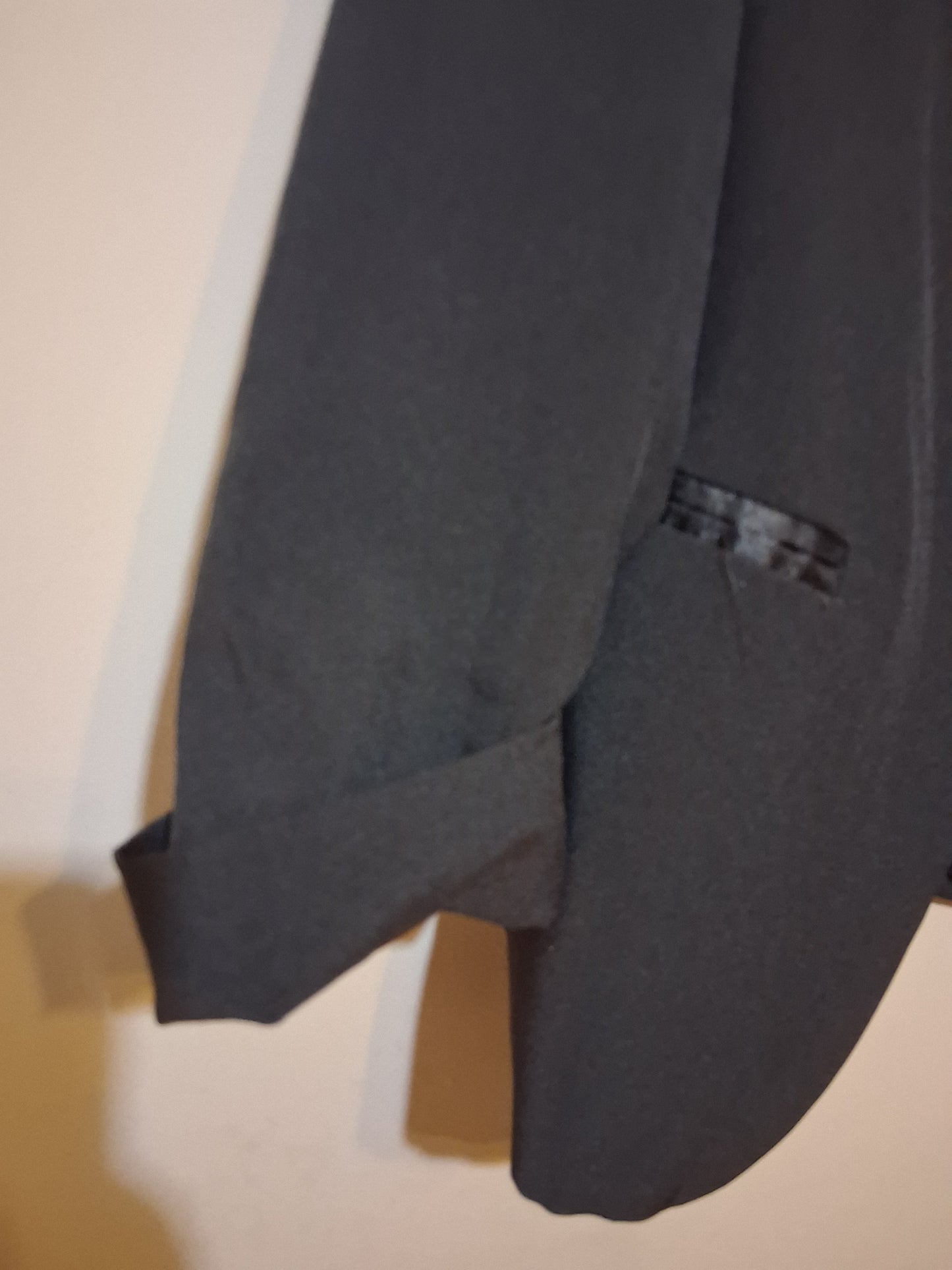 Black Open-Front Blazer with Satin Lapels