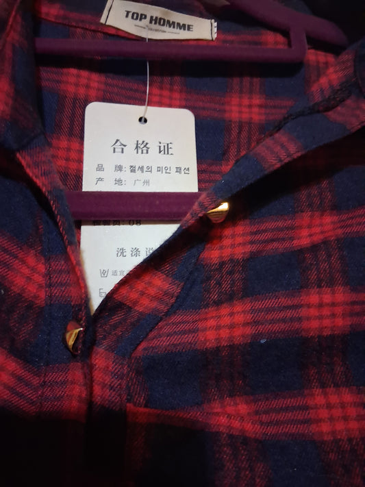 Plaid Button-Down Shirt Dress with Tie Waist