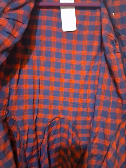 Plaid Button-Down Shirt Dress with Tie Waist