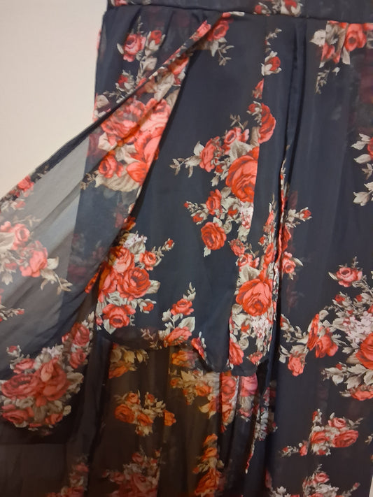 Floral Lace-Up Wide Leg Jumpsuit
