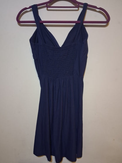 Navy Twist-Front Sleeveless Dress
