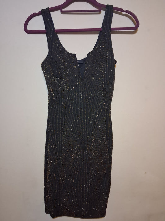 Black Shimmer Bodycon Mini Dress