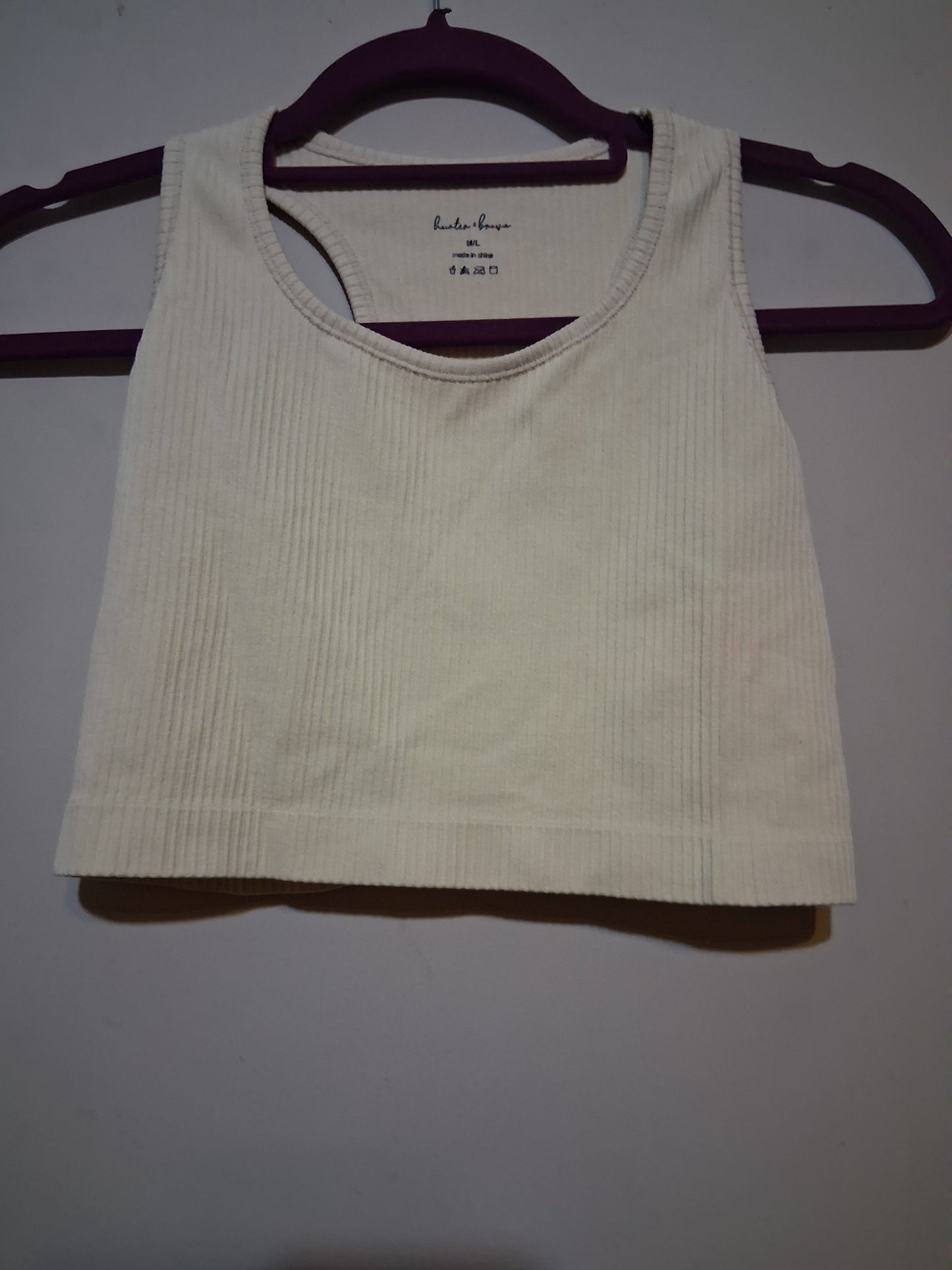 Beige Ribbed Crop TankBeige Ribbed Crop Tank